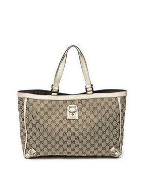 Gucci Large Abbey D Ring Tote Ivory Beige GG Canvas
